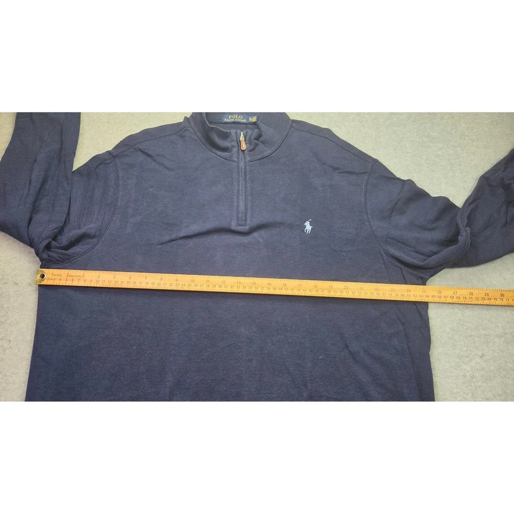 Polo Ralph Lauren Quarter 1/4 Zip Men XL‎ Navy Blue Classic Pullover Sweater
